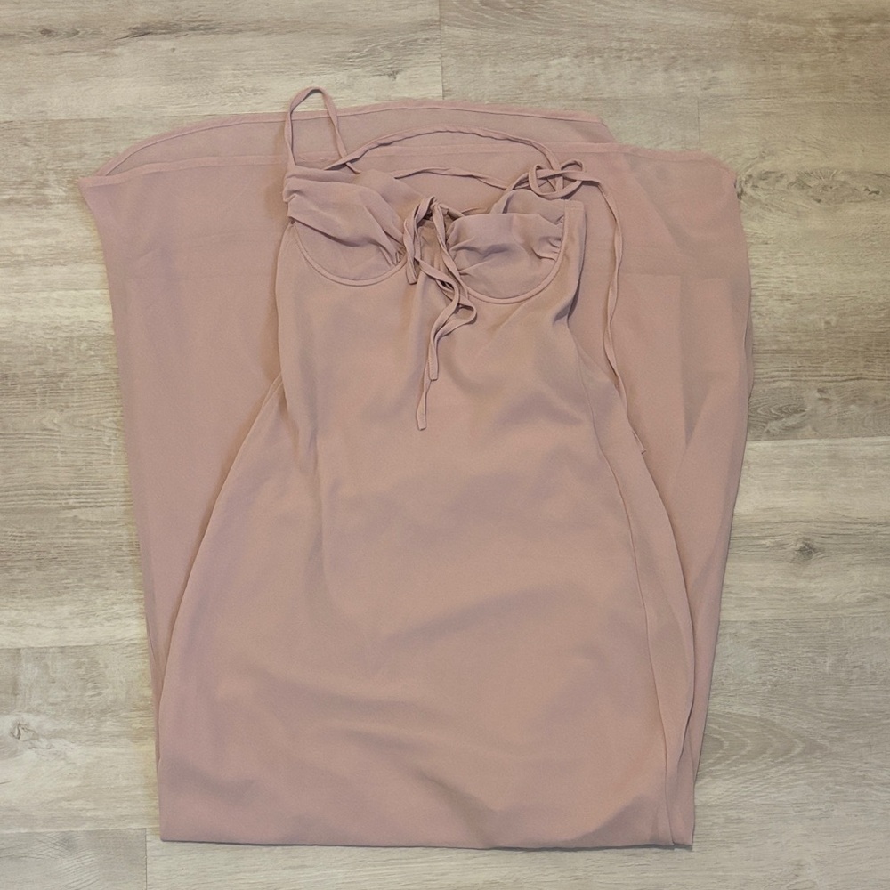Peppermayo Mauve Tie-Strap Slip Dress